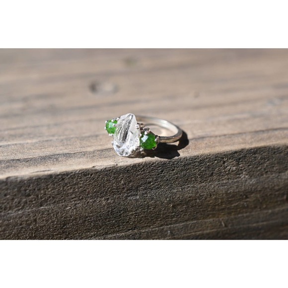 Natural Emerald Ring alternative Diamond Engagement Ring Sterling Silver… - Picture 2 of 10